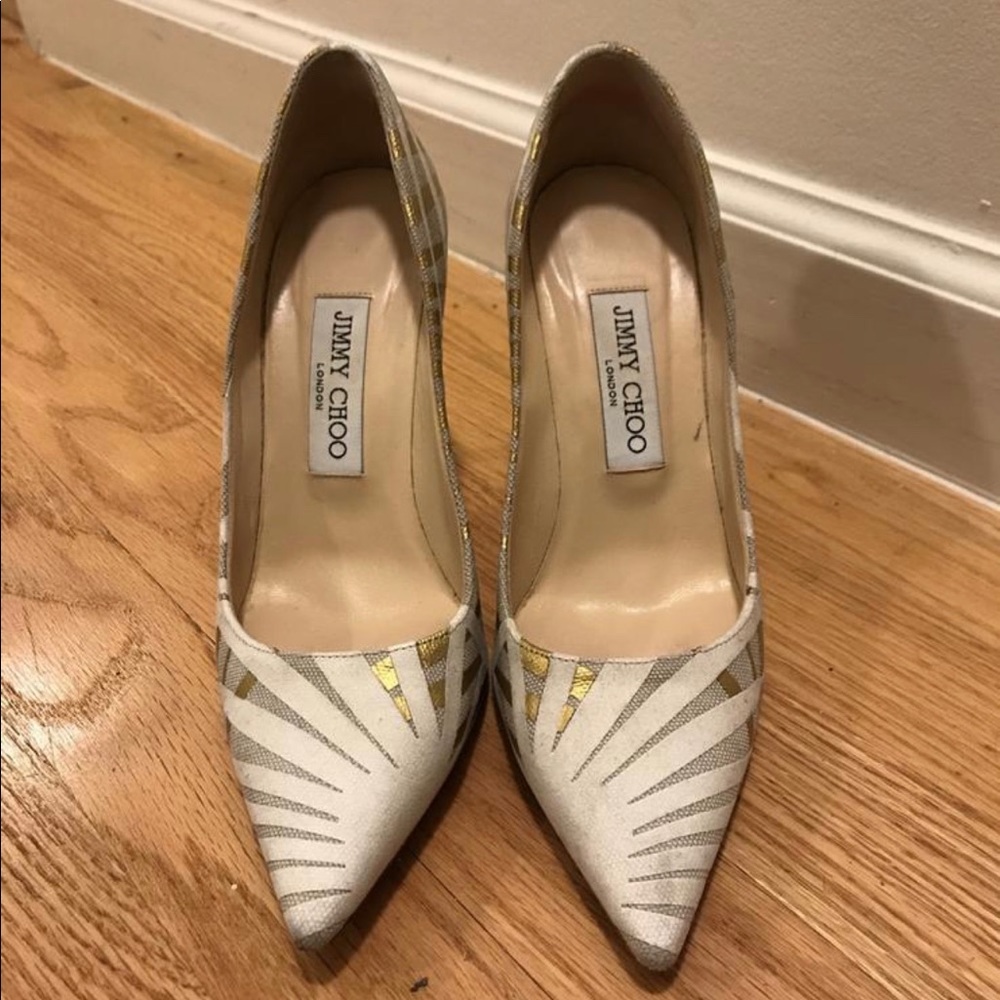 Jimmy Choo - Light Khaki Abel Palm Pointed Heels